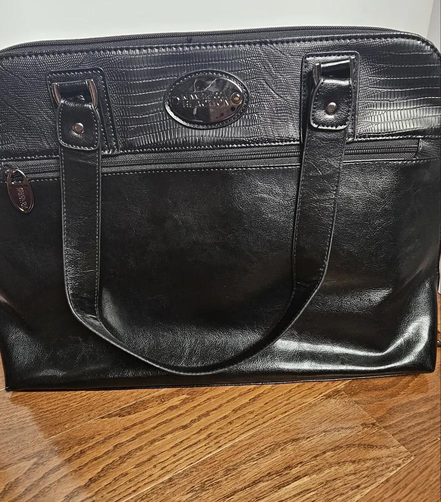 Kenneth Cole‎ Laptop Computer Black Snakeskin Tote Briefcase Bag Luggage Strap